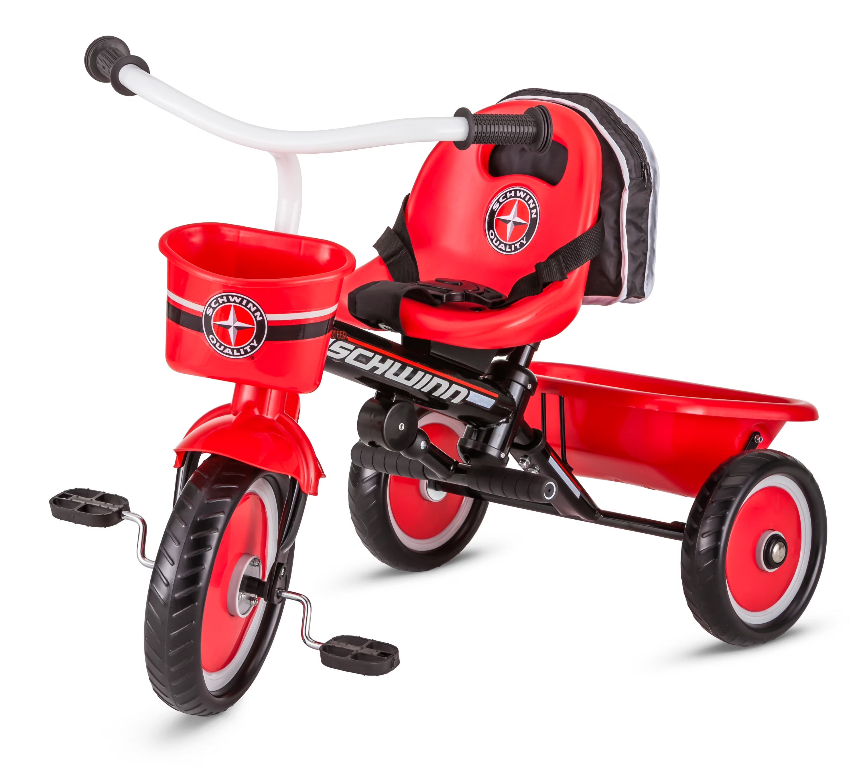 Red & White Toddler Tricycle with Push/Steer Handle Y376