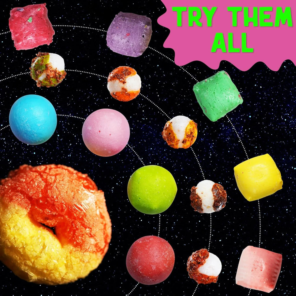 Freeze Dried Candy Variety Pack with Airheads, Skulls, and Alien Body Parts in Spaceship Box U161075