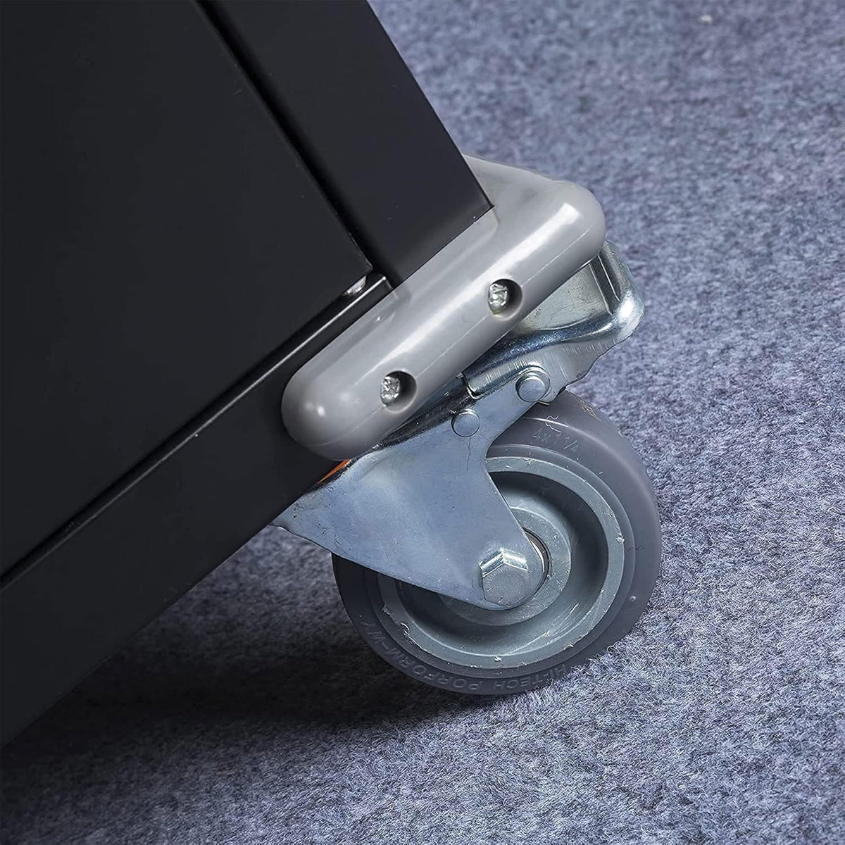 Black Metal Storage Cabinet with Wheels, 72 Inches E8952
