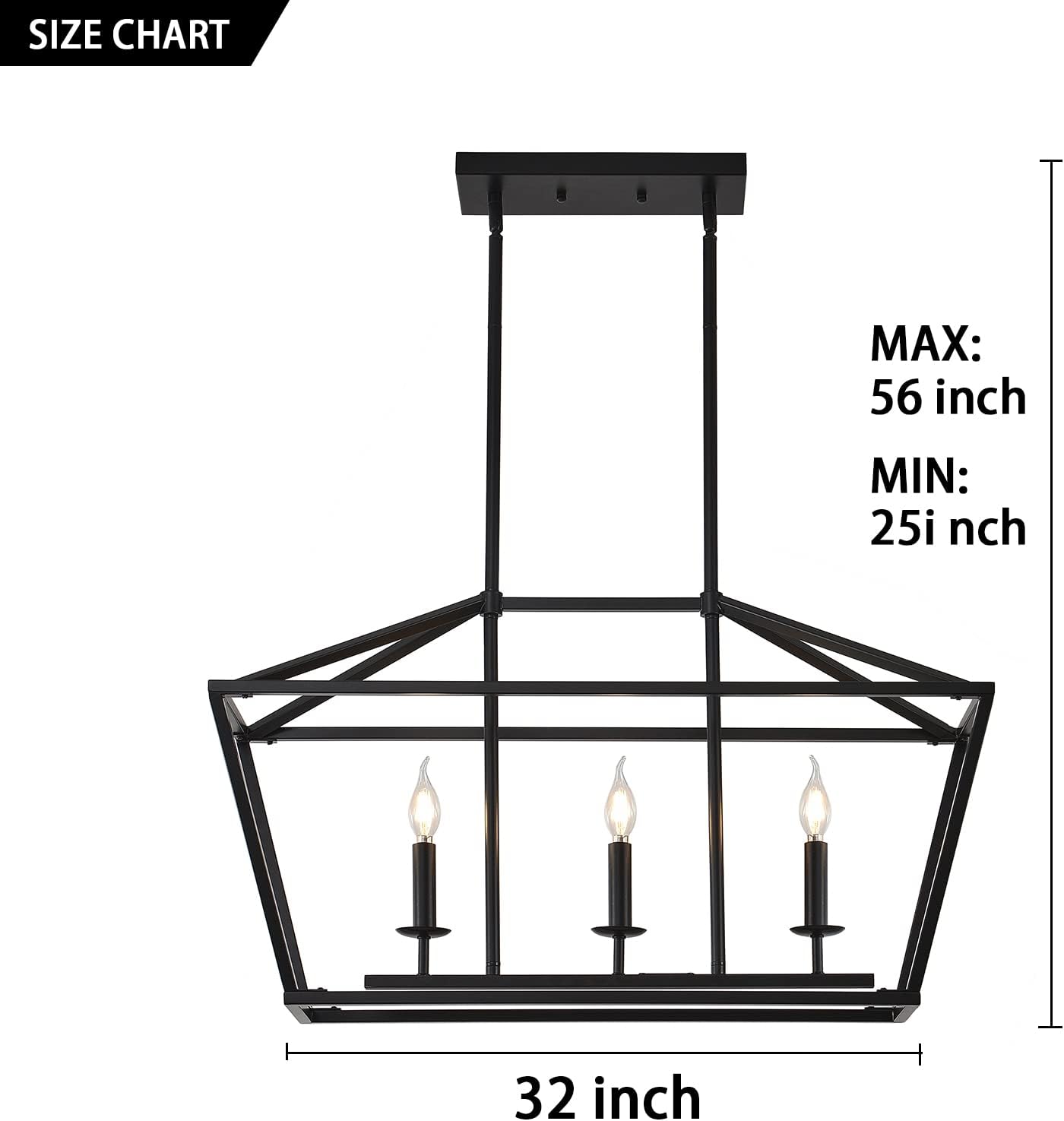 3-Light Black Farmhouse Chandelier Y339