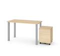 2 Piece Table with Square Metal Legs and Mobile Filing Cabinet in Northern Maple L90474