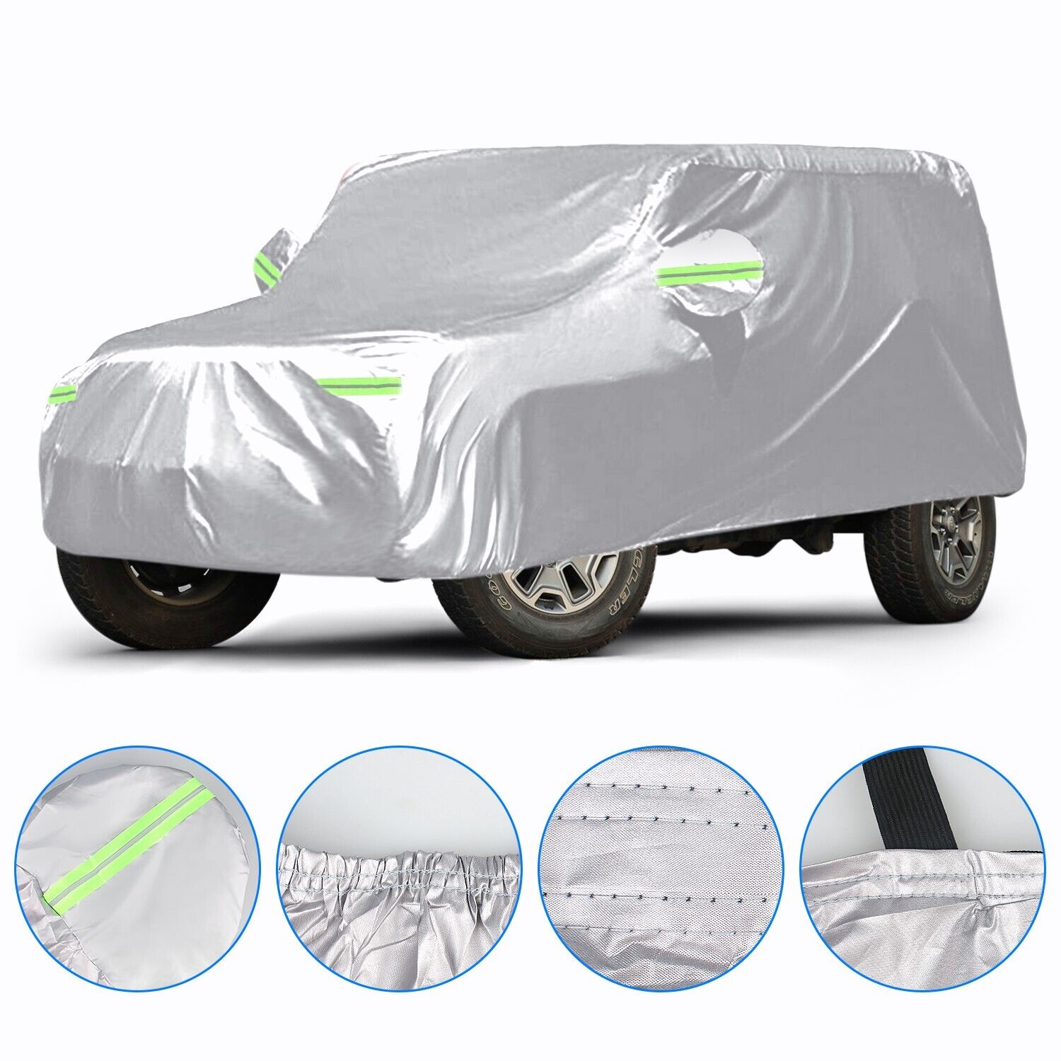 Silver Waterproof Full Car Cover for Jeep Wrangler 2 Door Z94656