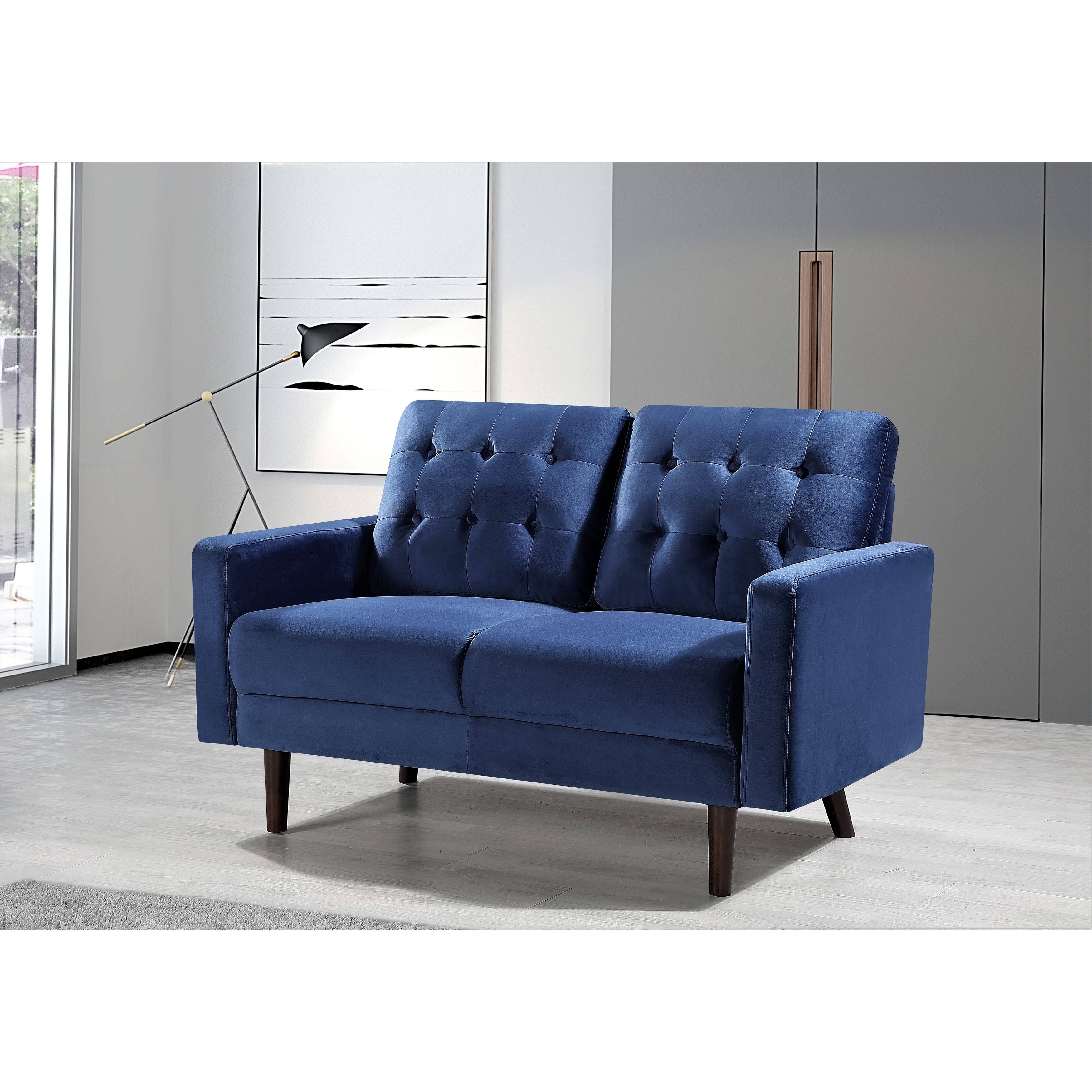 Grey Velvet Tufted Loveseat C1494